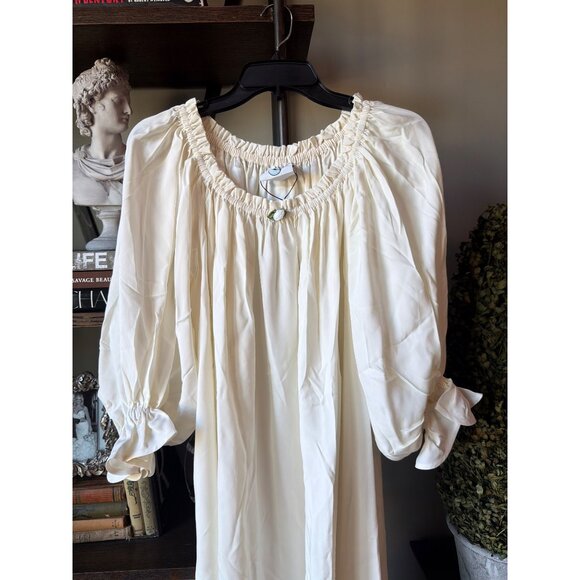 Sleeper Zephir Relaxed Ruffle Trim Maxi Dress White Womens Size Large - Picture 10 of 16